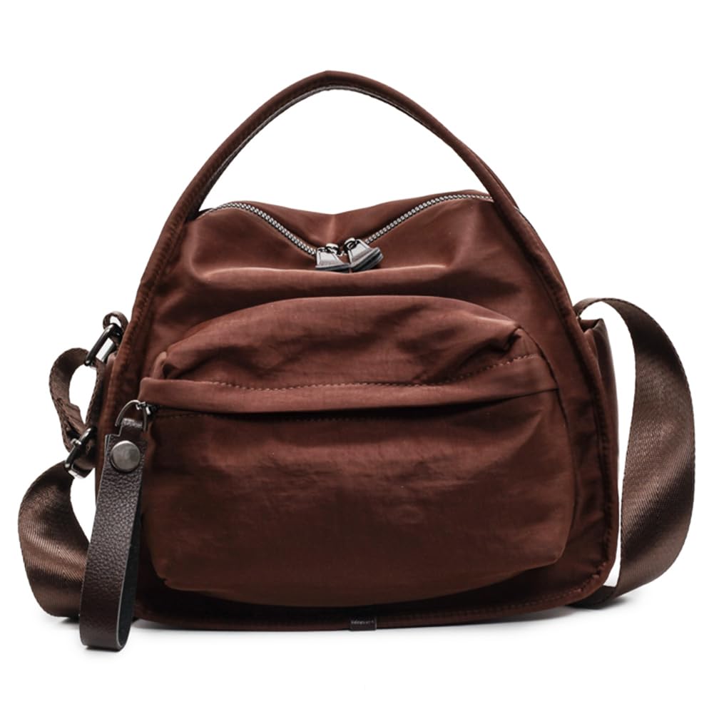 Cohawk Solid Color Nylon Crossbody Bag for Women Soft Handbag with Top Handle Casual Shoulder Bag Elegant Square Purse