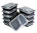 CulinWare 2-Compartment Microwave Safe Food Container with Lid/Divided Plate/Bento Box/Leak Proof/Lunch Tray with Cover, Black, 10-Pack