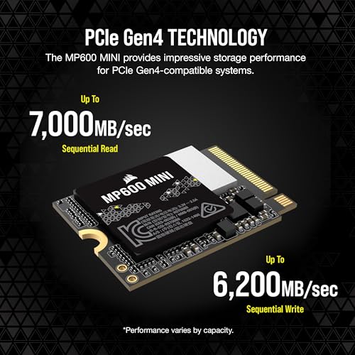 Image of Corsair MP600 MINI 1TB PCIe 4.0 x4 NVMe M.2 SSD - M.2 2230 - Up to 7,000MB /sec Read - High-Density TLC NAND - Great for Steam Deck and Microsoft Surface