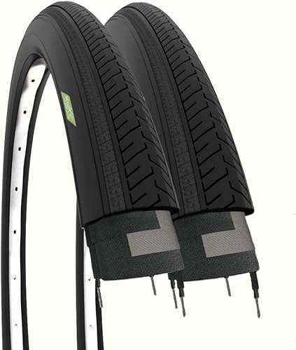 Ecovelò 2 Reifen 27 x 1 1/4 (32-630) Schwarze Rennradreifen für Citybike, Fahrra