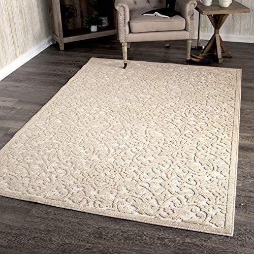 Orian Rugs Boucle Collection 397154 Indoor/Outdoor High-Low Biscay Area Rug, 5'2" x 7'6", Driftwood Beige
