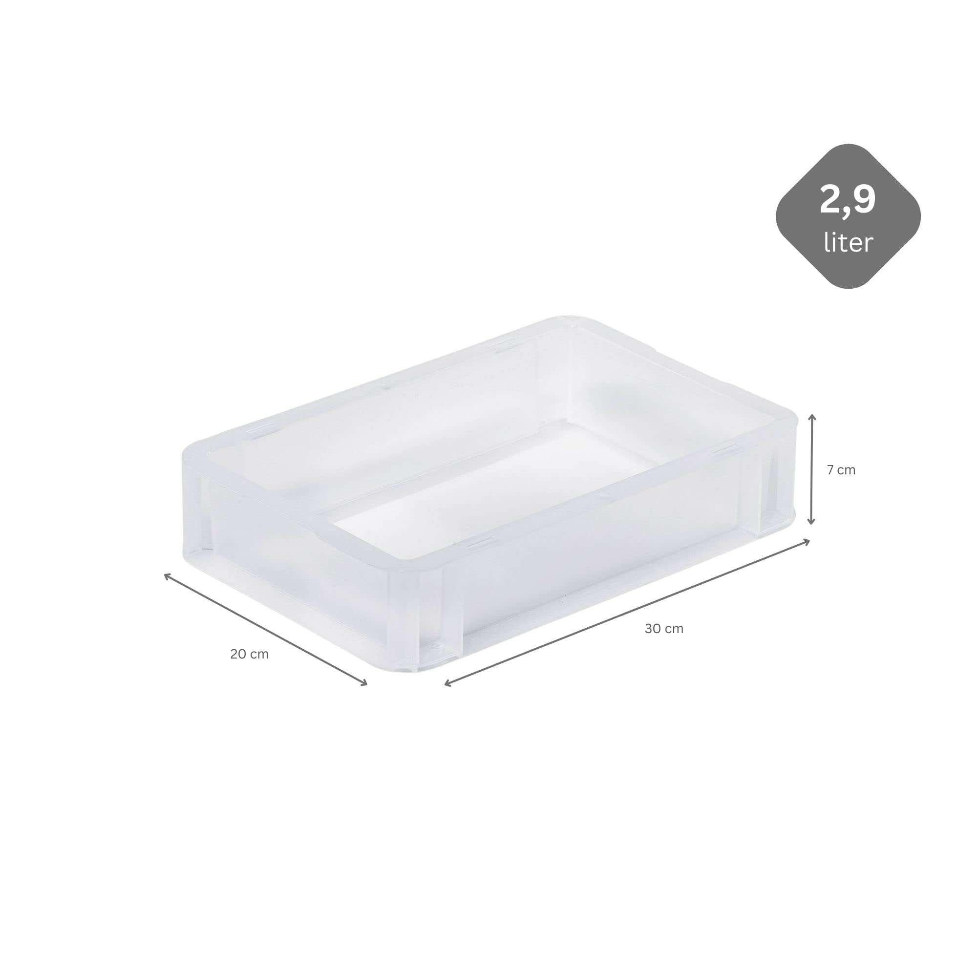 PROREGAL SuperSparSet 10x Transparenter Eurobehälter BasicLine mit geschlossenem Griff | HxBxT 7x20x30cm | 2,9 Liter | Eurobox, Transportbox, Transportbehälter, Stapelbehälter