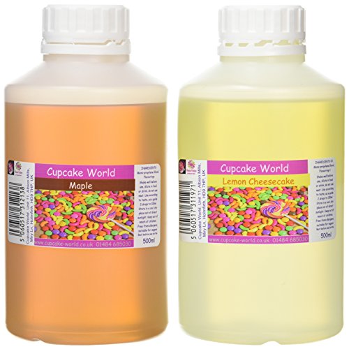 Cupcake World Intense Food Flavouring Duo Pack de queso de arce y limón, 500 ml