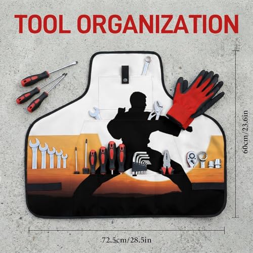 Delantal de trabajo Karate silhouette ajustable con 8 bolsillos miniatura 2