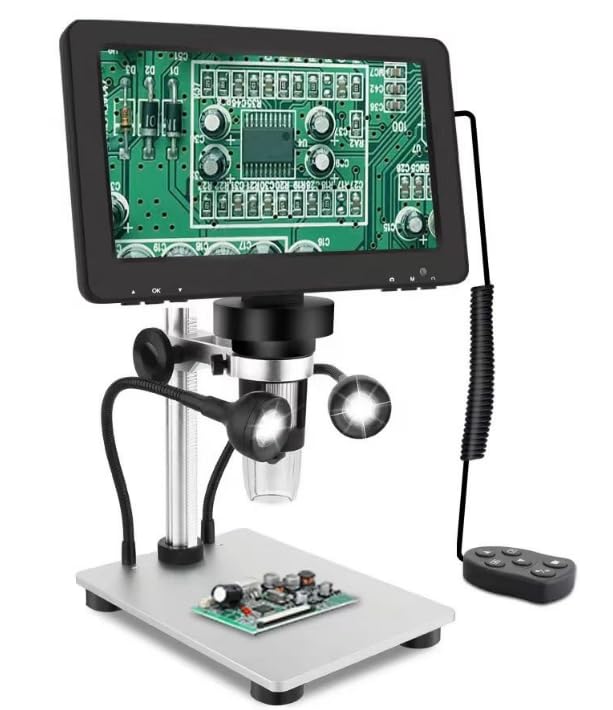 DM9 1200X 1080P wideomikroskop cyfrowy wyświetlacz 7 cali HDMikroskop Elektroniczna naprawa PCB 8 LED z zewnętrznym 2 źródłem światła