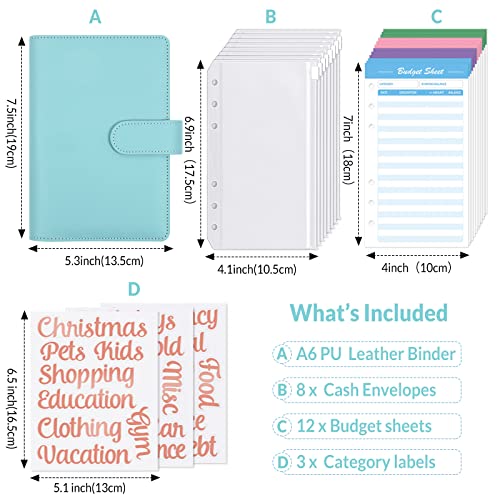 Skydue Budget Binder With 8Pcs Zipper Envelopes,Money Organizer For Cash With 12Pcs Expense Budget Sheets & 24 Rose Gold Sticky Labels,Budget Organizer For Cash #TOP3