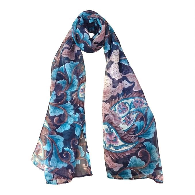 Women's Printed Cotton Chiffon Stole Floral Dupatta Scarf Lightweight Soft Tassel Wrap Shawl Muffler Hijab Chunni Chunniya Orna Odhani for Daily Wear Travel Office Festival-picture-13