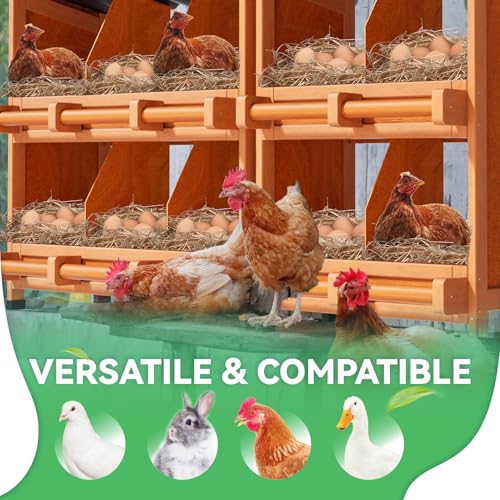 Yhhdjc 10-Compartment Chicken Nesting Boxes for Laying Eggs, Premium Pine Wood Design Without Sharp Edges, Weather-Resistant Sloped PVC Roof Laying Boxes for Hens, Spacious for Large Breeds — view 6