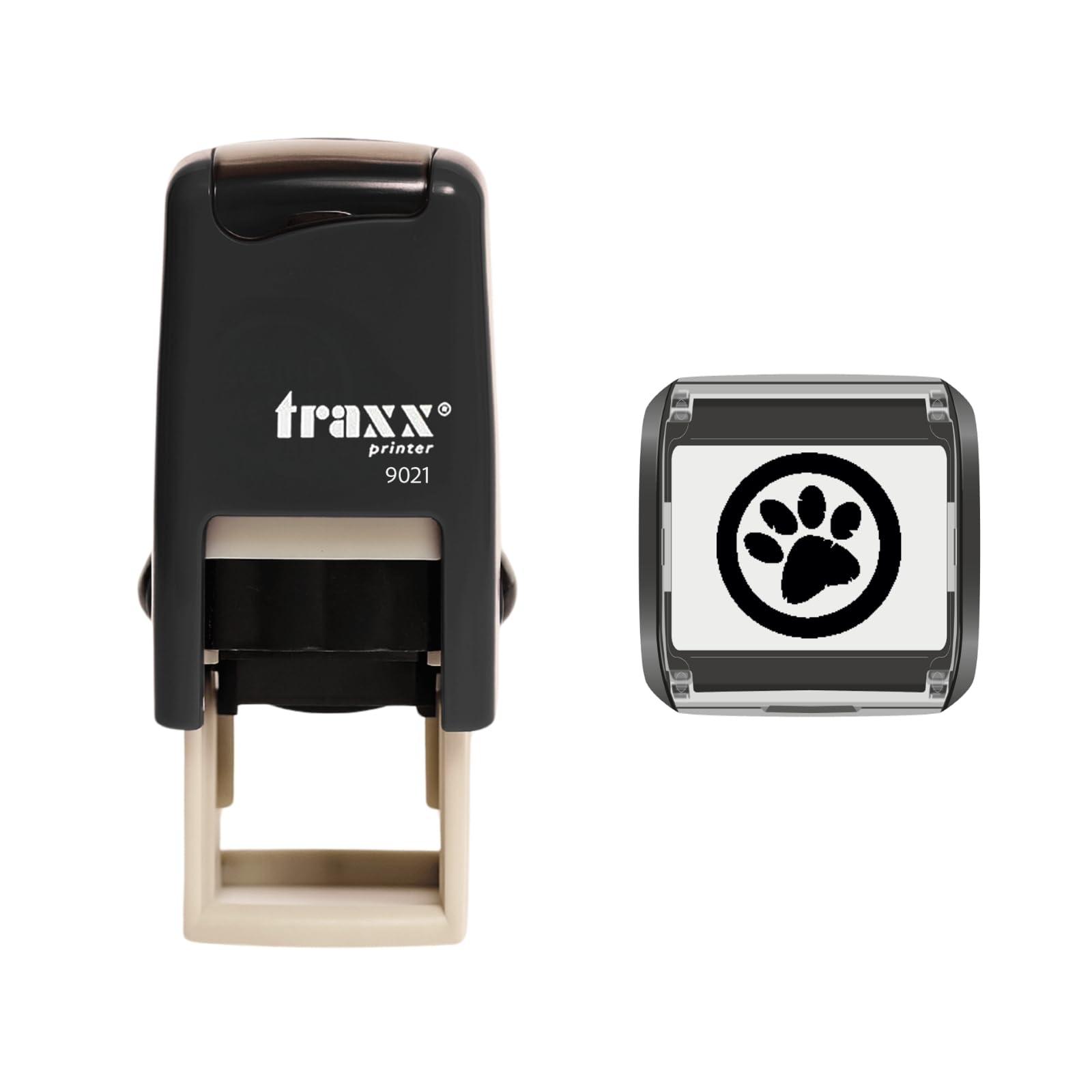Traxx 9021 Loyalty Card Self Inking Rubber Stamp Pet Shop Dog Groomers Vets *A Black Paw Print Design*