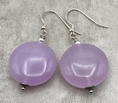 Boucles d'oreilles jade lavande en argent 925, parfaites pour le quotidien