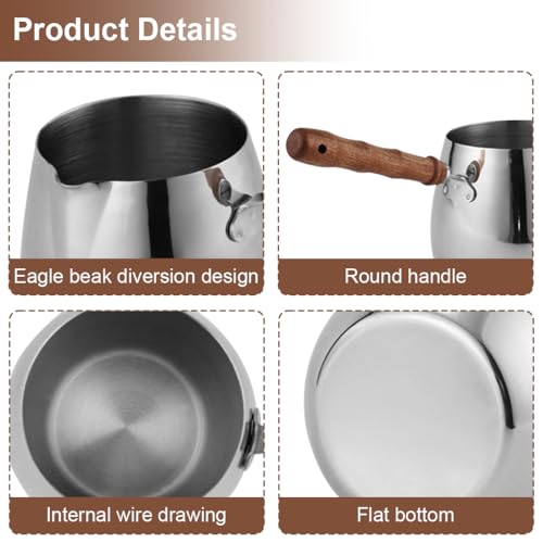 Image of Supvox 600ml Milk Frothing Pitcher with Wooden Handle