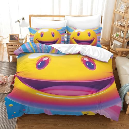 Parure de lit microfibre visage souriant 140x200 sans repassage - 2