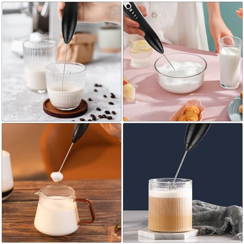 Frullino Montalatte Weinsamkeit Schiuma Cappuccino USB Ricaricabile Montalatte Elettrico con 3 Frullino Cappuccinatore Elettrico Schiuma Latte 3 Velocità Regolabile Per Cappuccino, Latte, Panna, Uova - 7