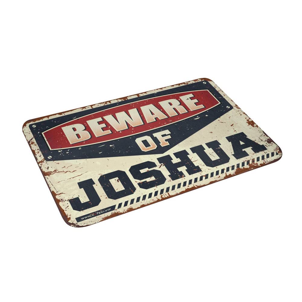 Wewnętrzna mata pod drzwi wejściowe 'Beware of Joshuaa' dywanik mata powitalna do drzwi wejściowych i zewnętrznych wycieraczki zabawna (65 x 90 cm)