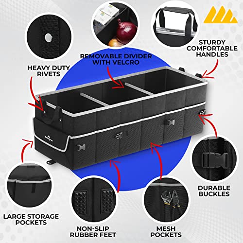 Integral Premium Trunk Organizer With Reusable Shopping Bags And Cooler – Collapsible Storage Container With Insulated Leakproof Cooler Bag, Non Slip Bottom, And Adjustable Securing Straps #TOP2
