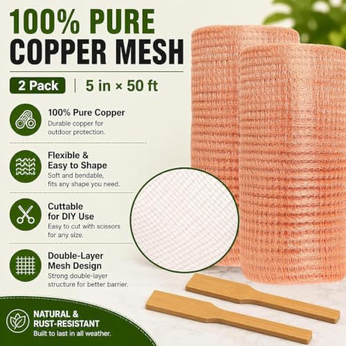Image of 5 inch x 100 Ft Copper Mesh Roll, Double Layer Pure Copper Wire Mesh,Easy Cut