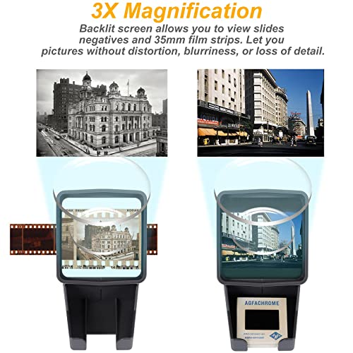 35mm slide viewer film negative and slide viewer with 3x magnification and led lighted illuminated viewing usb powered