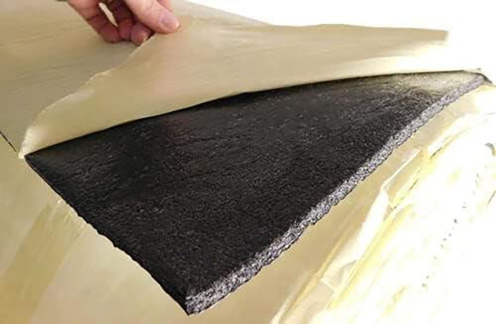 TWCUSEP Car Truck SUV Van RV Vehicle Auto Heat Sound Deadening Reflective Insulation Mat Pad Exhaust Pipe Muffler Hood Door Self Adhesive (10MM / Waterproof / Class 1A Fire Heat Rated)(48" x 9')