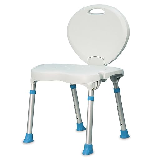 AquaSense Folding Bath and Shower Seat with Non-Slip Seat and Backrest, White