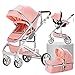 Carrozzine Passeggino 3 in 1 Triciclo Girello Passeggino alto Paesaggio Passeggini pieghevoli Carrello per bambini Carrozzina per bambini 0-36 mesi (Pink)