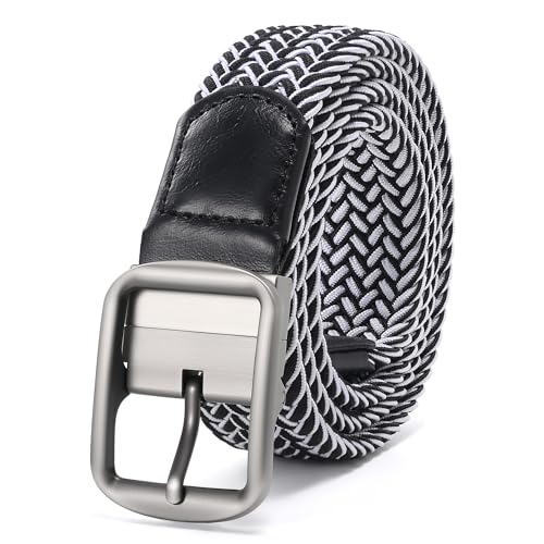 Image of Mile High Life | Braided Stretch Elastic Belts | Pin Oval Solid Black Belt Buckle | PU Loop End Tip Men /Women /Junior Belt
