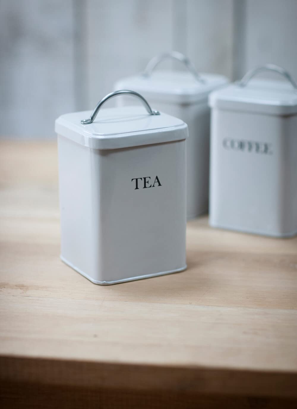 Garden Trading Chalk Original Tea Canister Crafted In Powder Coated Steel | H20 X W12 X D12cm