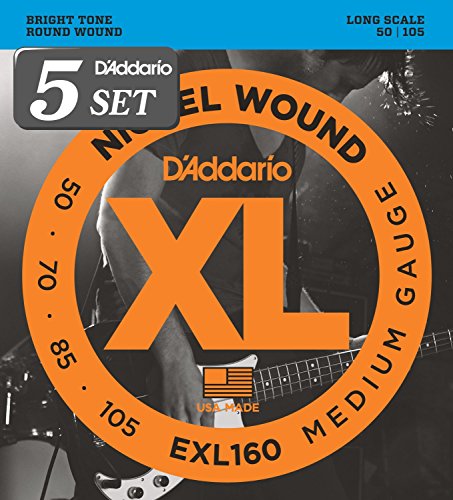 D'Addario �_�_���I �x�[�X�� �j�b�P�� Long Scale .050-.105 EXL160 x 5�Z�b�g �y�������K�i�z