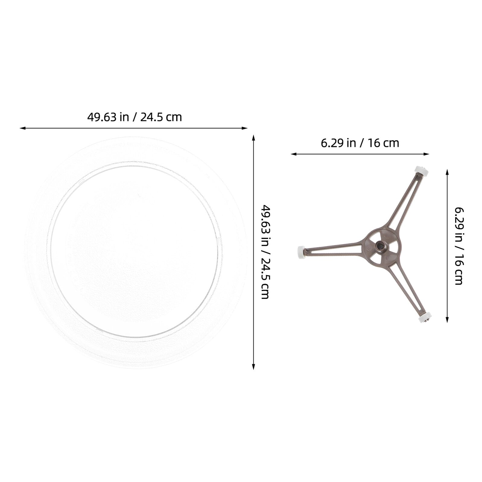Baluue Plato de Vidrio para Microondas Resistente y Duradero con Soporte Giratorio Silencioso Compatible con Múltiples Modelos para Cocina Doméstica