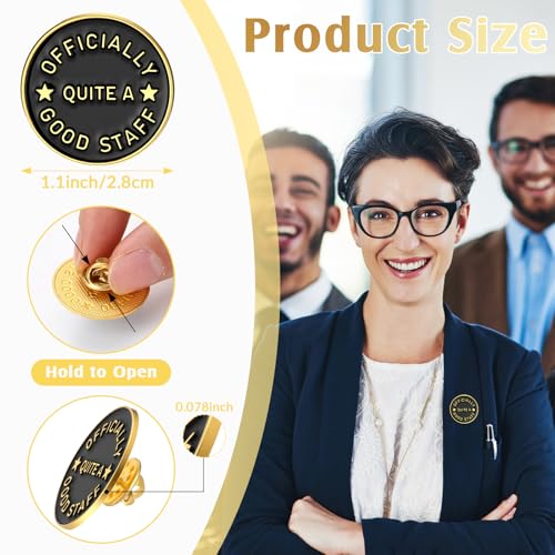 Image of Suncalla 48pcs Motivational Lapel Pins Bulk, Black Enamel Brooches Officially Quite a Good Staff Star Lapel Pins for Jackets, Backpacks, Hats, Gifts for Coworkers, Team Activities