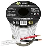 GearIT 14/2 Speaker Wire (250 Feet) 14AWG Gauge - in Wall Audio Speaker Wire Cable / CL2 Rated / 2 Conductors - OFC Oxygen-Free Copper, White 250ft