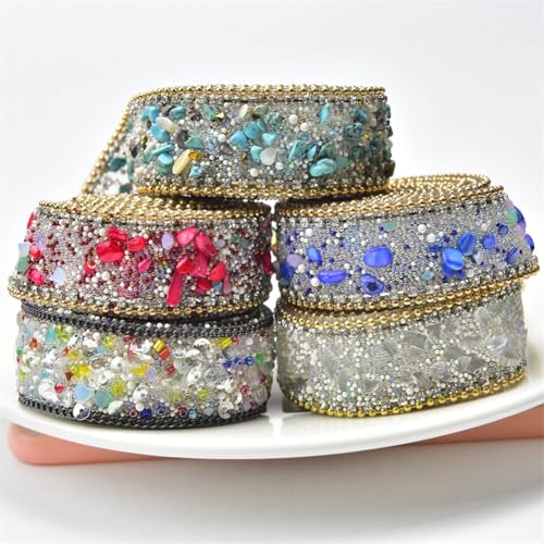 Ruban adhésif à repasser avec strass colorés de 1m pour customisation de robe - 4