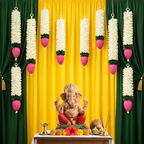 Best Artificial Flower Garlands: Festive Floral Decor 58 (15 Inch Pack of 10) Lotus Bud Strings | Artificial Flowers for D...