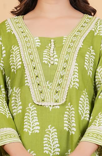 Image of Amayra Women's Pure Cotton Straight Kurta Set with Palazzo Pants & Dupatta|Ethnic wear|Kurta Set for Women