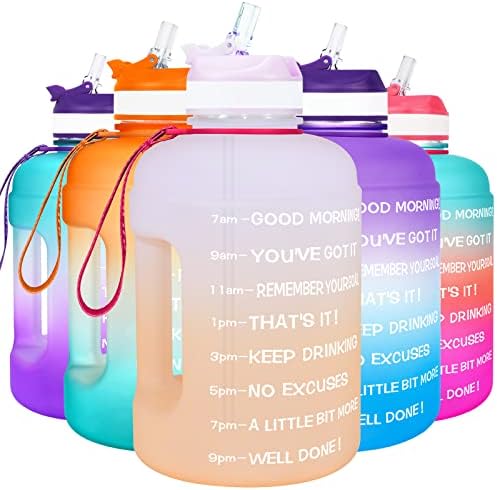 BuildLife Water Bottles with Straw - 2.2 Litre Gym Drinks Bottle Time Marked Daily Motivational Half Gallon Water Bottle for Fitness Sports Outdoor (2.2 Litre, Blue Orange Gradient)