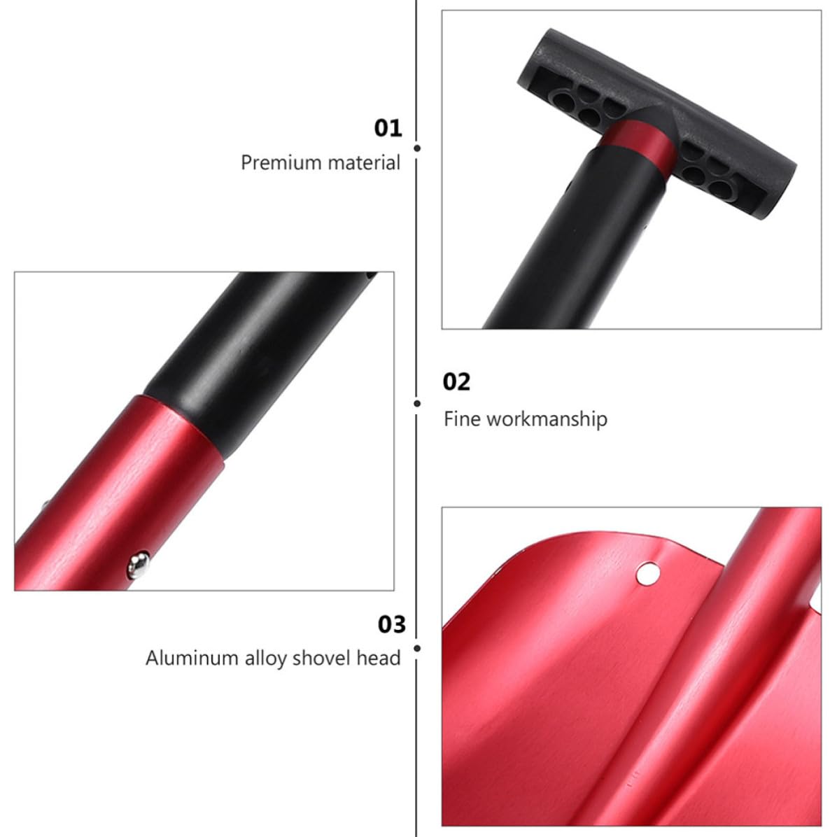 iplusmile Pala da Neve per Veicoli in Lega di Alluminio Design Staccabile, Paletta Ghiaccio Rossa per Rimozione Neve e Ghiaccio Durante la Stagione Fredda