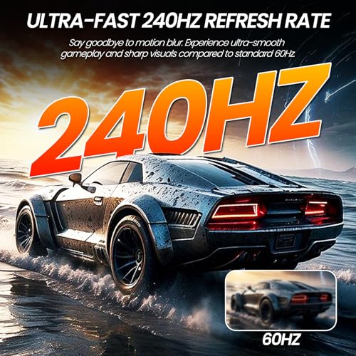 Image of CRUA 27 inch QHD 2560x1440 240Hz IPS Gaming Monitor, FreeSync, HDMI /DP, White | 120%sRGB Color, Built-In Speakers, Blue Light Filter and 75x75mm Wall Mount for PC Gaming, Video Editing, Streaming and Work