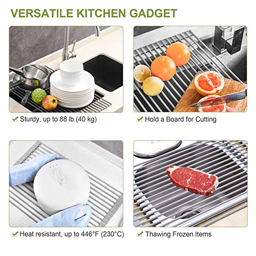 Vipointstar Roll Up Dish Drying Rack Over Sink, 17 X 13In, Sink Rack Cover, Food Grade & Bpa Free Silicone Over Sink Foldable Dish Rack, Dish Drying Rack For Rv Sink Cover/Kitchen, Easy Clean #TOP3