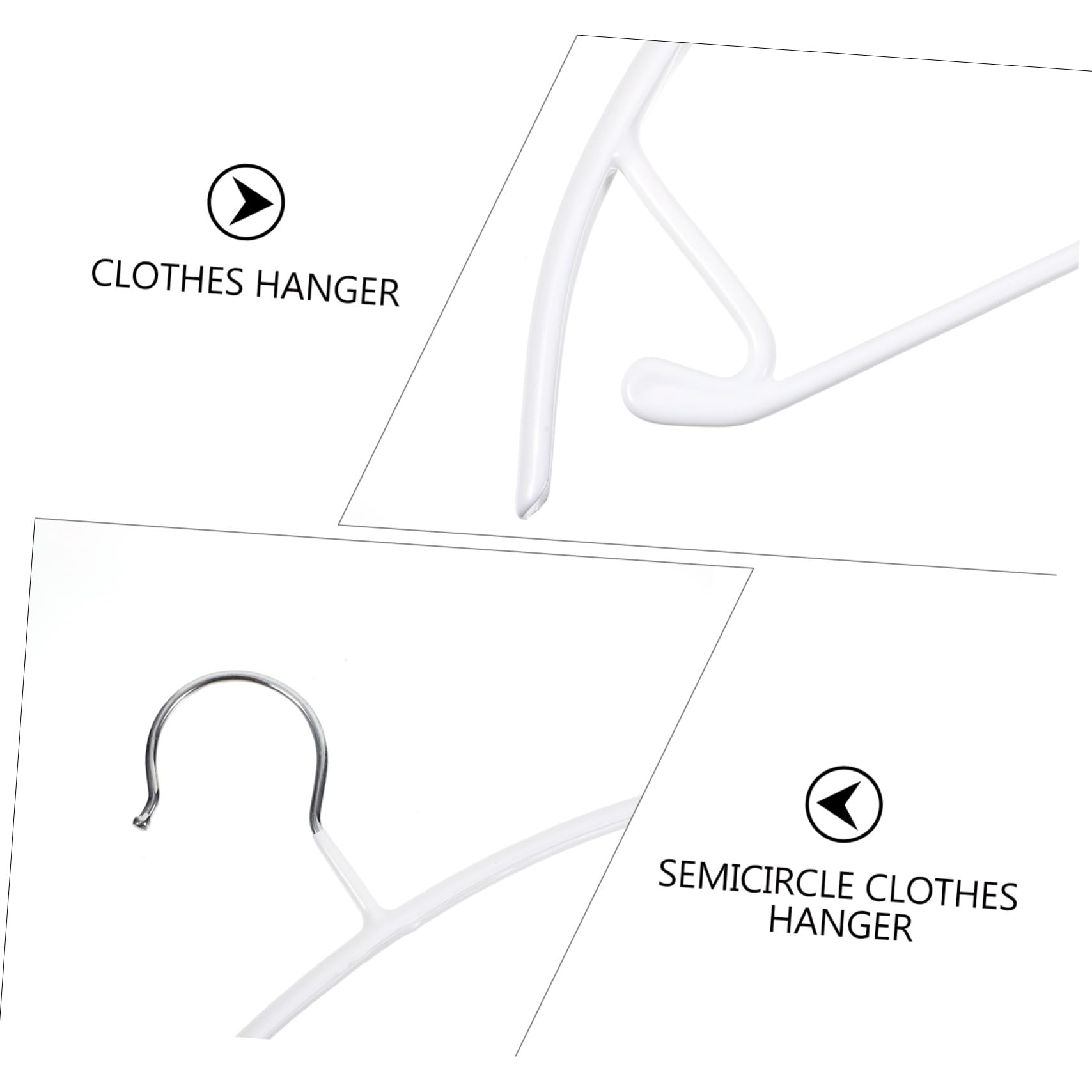Ipetboom Set di 10 Grucce in Pvc Ganci Antiscivolo e Design Semicircolare per Giacche e Gonne, Portabiti Salvaspazio per Camera e Armadio, Capacità 8kg, Colore Bianco