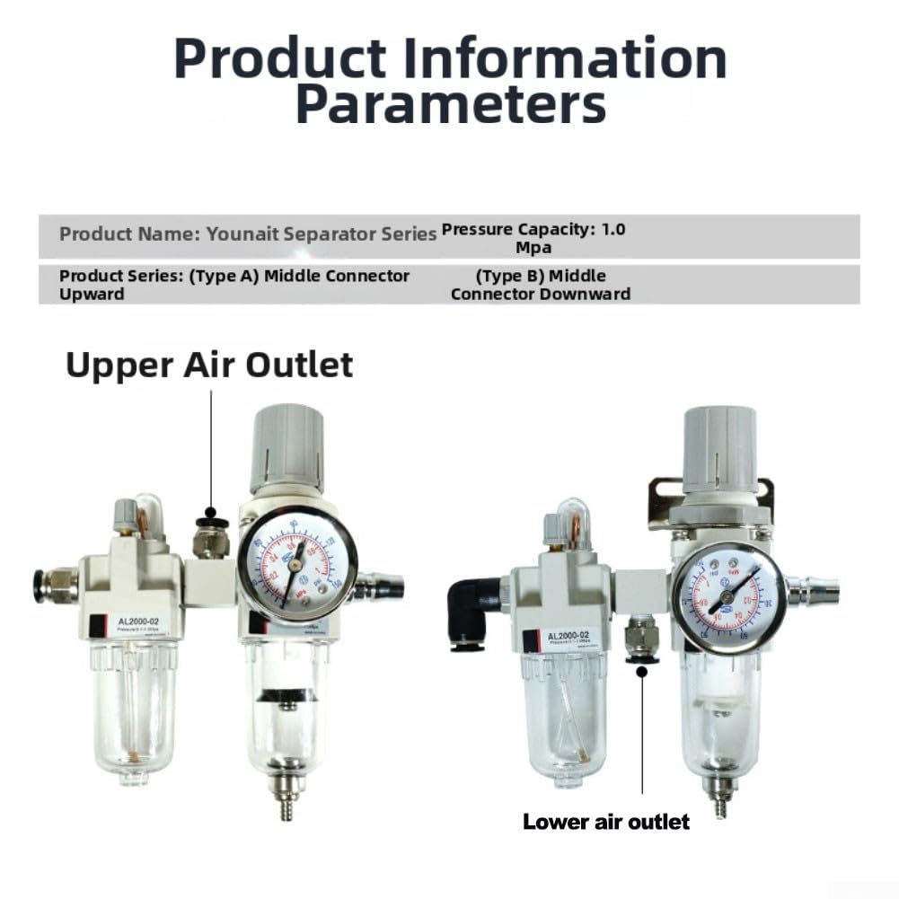 Séparateur d'huile et d'eau pour machine de changement de pneu, compresseur d'air, régulateur de filtre lubrifiant, valve réductrice de pression outil d'atelier (ouverture vers le bas)