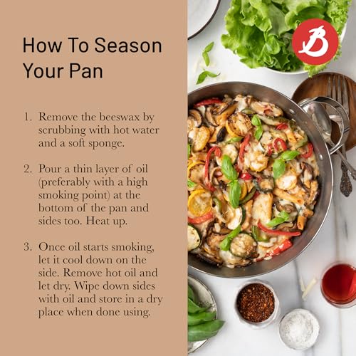 De Buyer MINERAL B Carbon Steel Paella Pan - 12.5” Diameter, 9.25” Cooking Surface - Multipurpose Pan for Stovetop & Oven - PFAS, PFOA & PFOS Free - Made in France