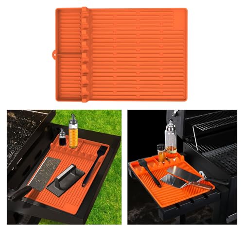 Blackstone Silikon-Grillwerkzeug-Matte, 3-in-1 große Spatelmatte mit Tropf-Pad, Seitenablagematte für Outdoor-Grill, Lebensmittelqualität, Grillutensilienhalter