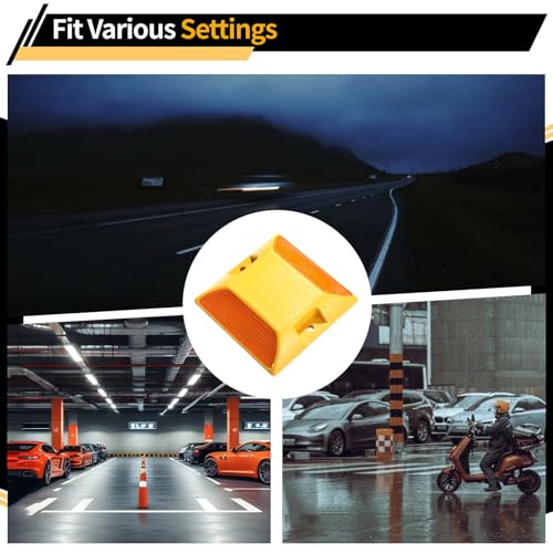 Image of 40 Pcs Road Reflectors, Reflective Street Pavement Markers, 3.7x3.7 inch Driveway Asphalt Stud Markers, Road Driveway Reflectors for Speed Bumps, Highways, Pedestrian Crossings