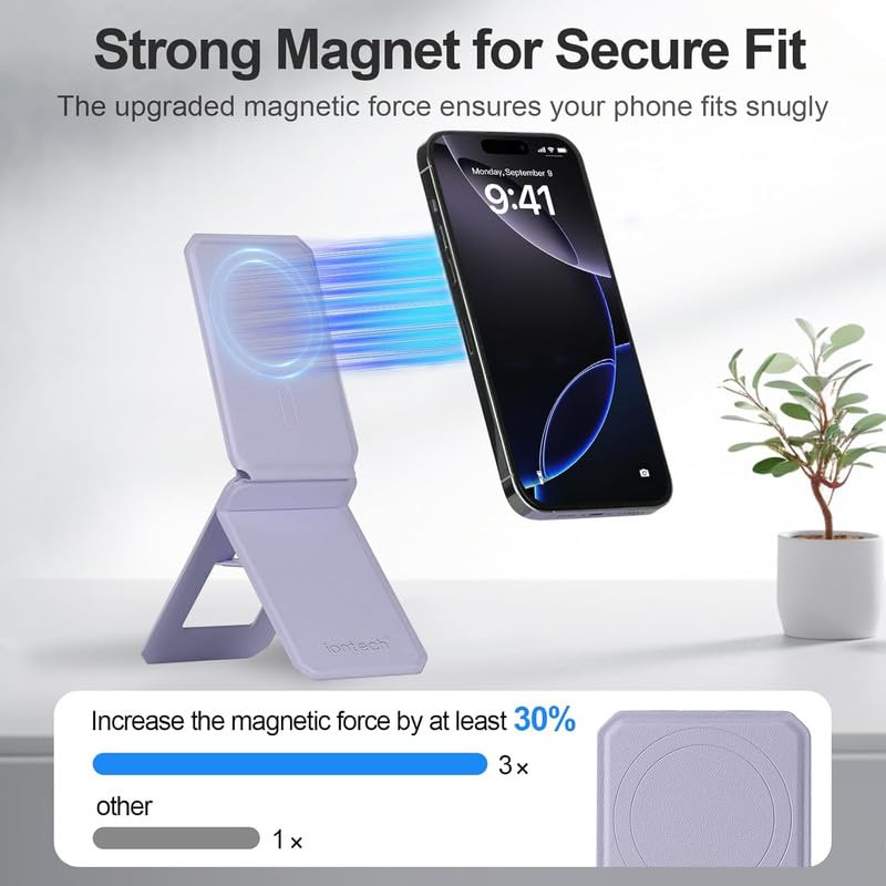 Image of ClickCase Magsafe Tripod Wallet for iPhone 12 to 17 Series, Mulit-Angles, Lightweight & Portable Phone Stand, Vegan Leather Magnetic Wallet, Strong Magnets, NFC Card Holder,Travel Essential (Black)