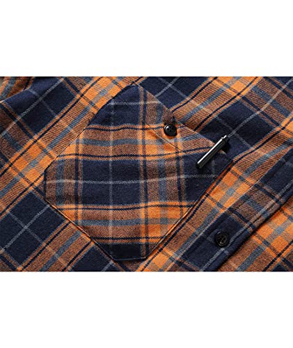Image of SCODI Mens Flannel Hoodie Shirt Casual Button Down Plaid Long Sleeve Shirts