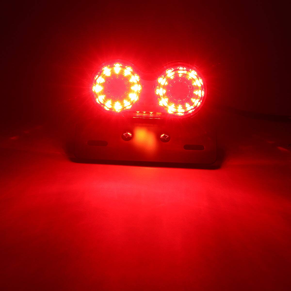 12V Moto Tail Light Led Frein Arrière Indicateur Plaque D’Immatriculation Lampe Rouge - Noir