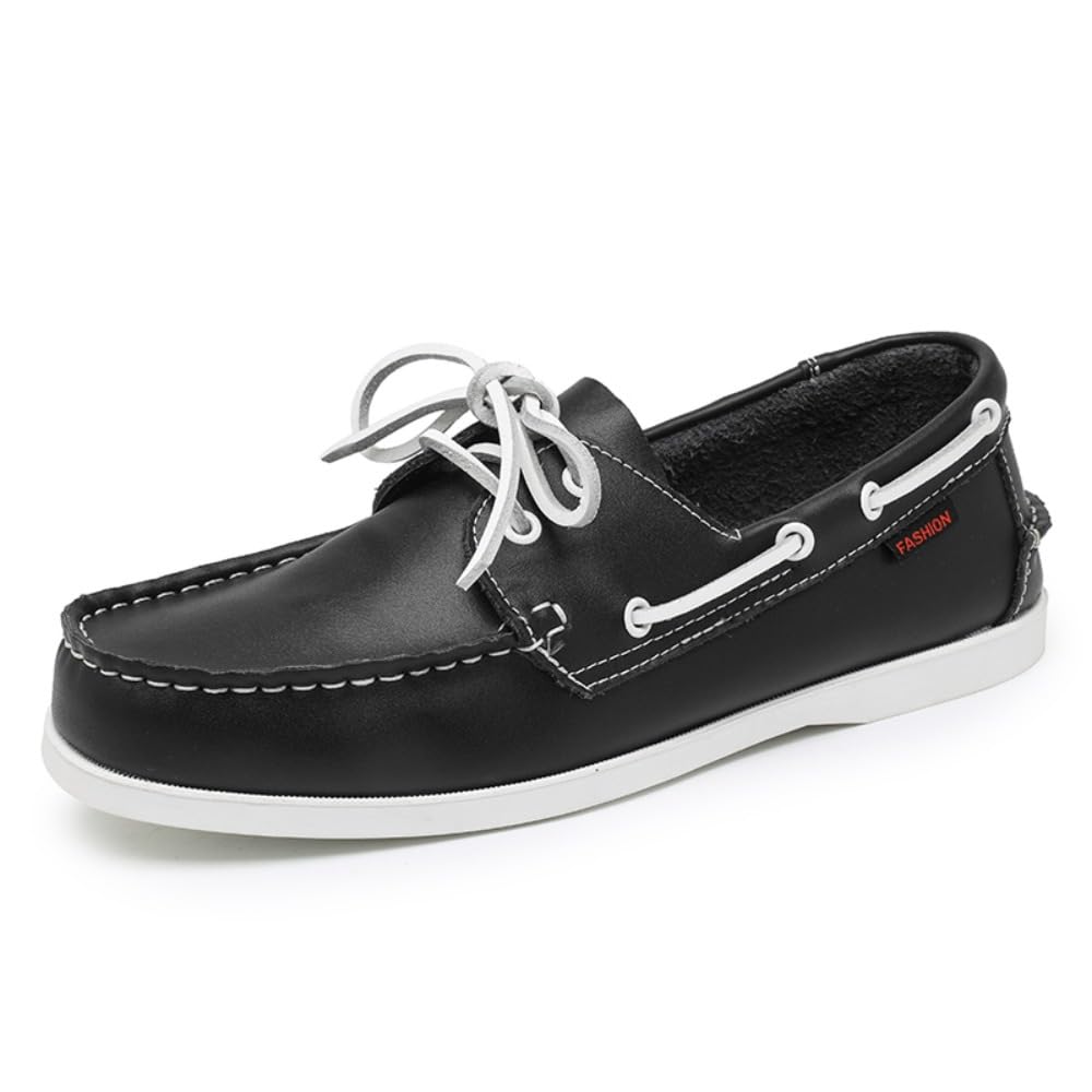 Herren Damen Bootsschuhe Leder Boat&Deck Schuhe Classic Segelschuhe Freizeitlederschuhe Große Größen 46 47 für Freizeit und Business Elegante Herrenschuhe
