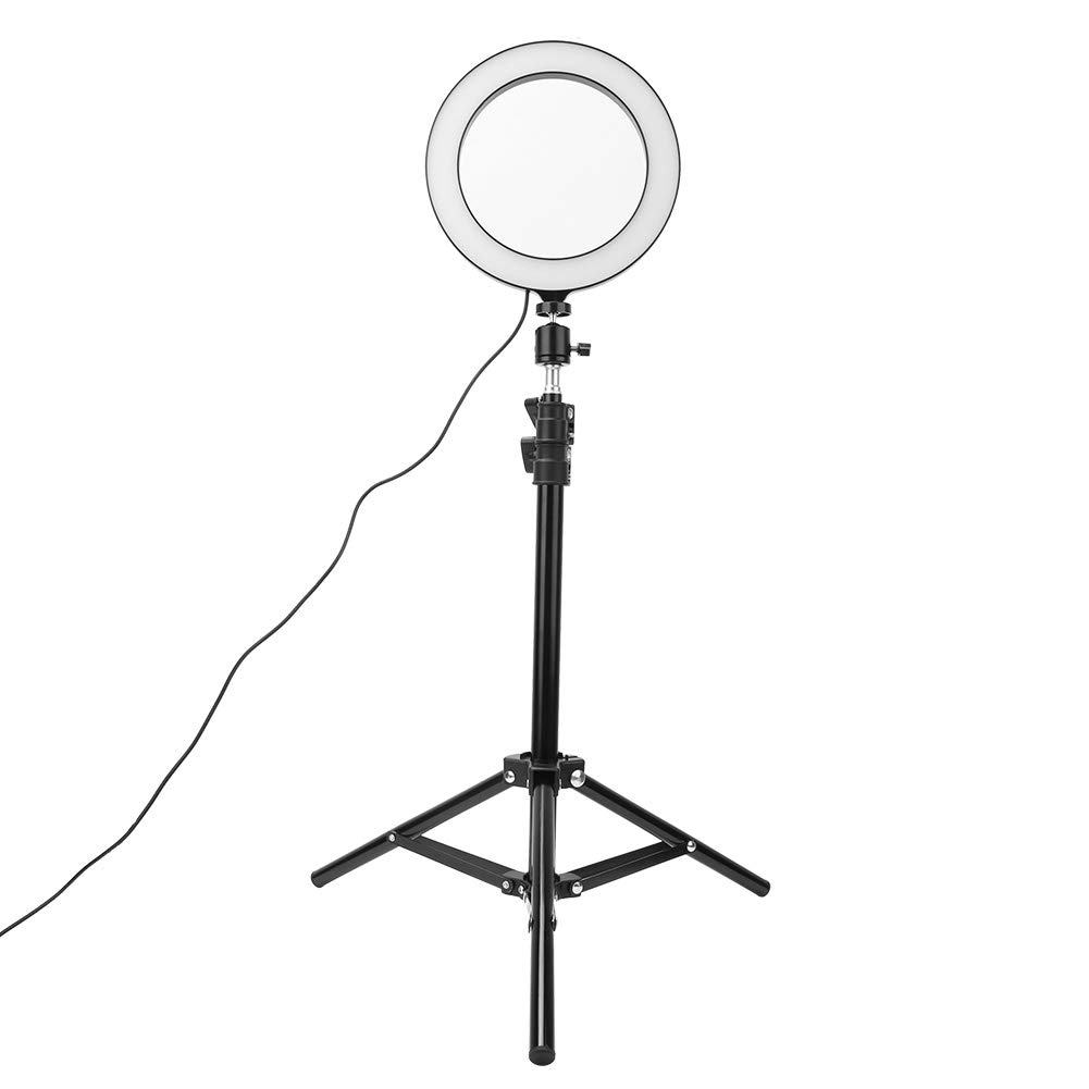 Srliya Anello Luminoso per Selfie a LED Portatile da 20 Cm, Dimmerabile, per Video Live di Bellezza con Treppiede