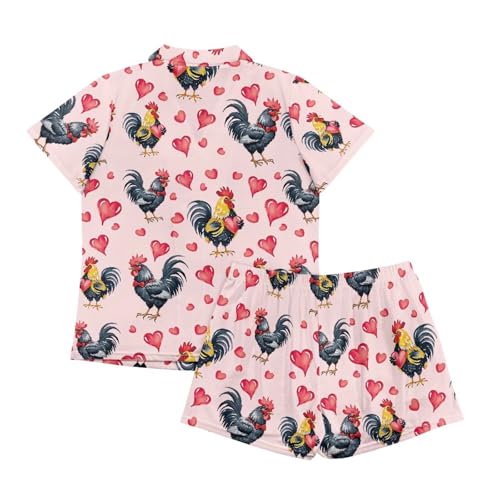 Image of Women's Short Sleeve Sleepwear Button 2 Piece Plus Size Pajamas Casual Soft Stretchy Funny Nightwear with Pockets
