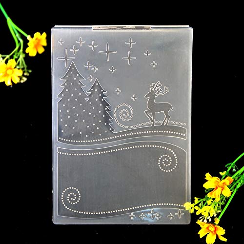 Kwan Crafts 4 Pcs Different Style Christmas Deer Tree Giftbox Plastic Embossing Folders For Card Making Scrapbooking And Other Paper Crafts #TOP1