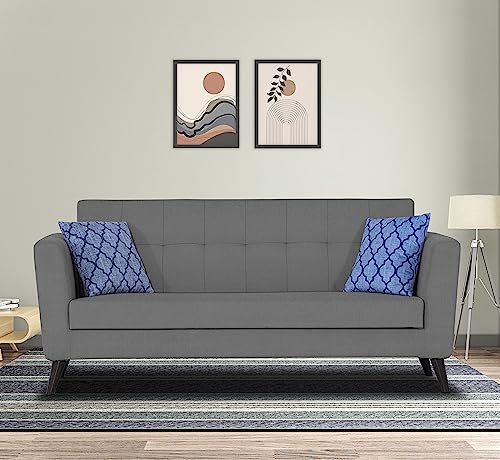 Image of Adorn India Dannis 3 Seater Sofa (Grey) (3 Year Warranty)